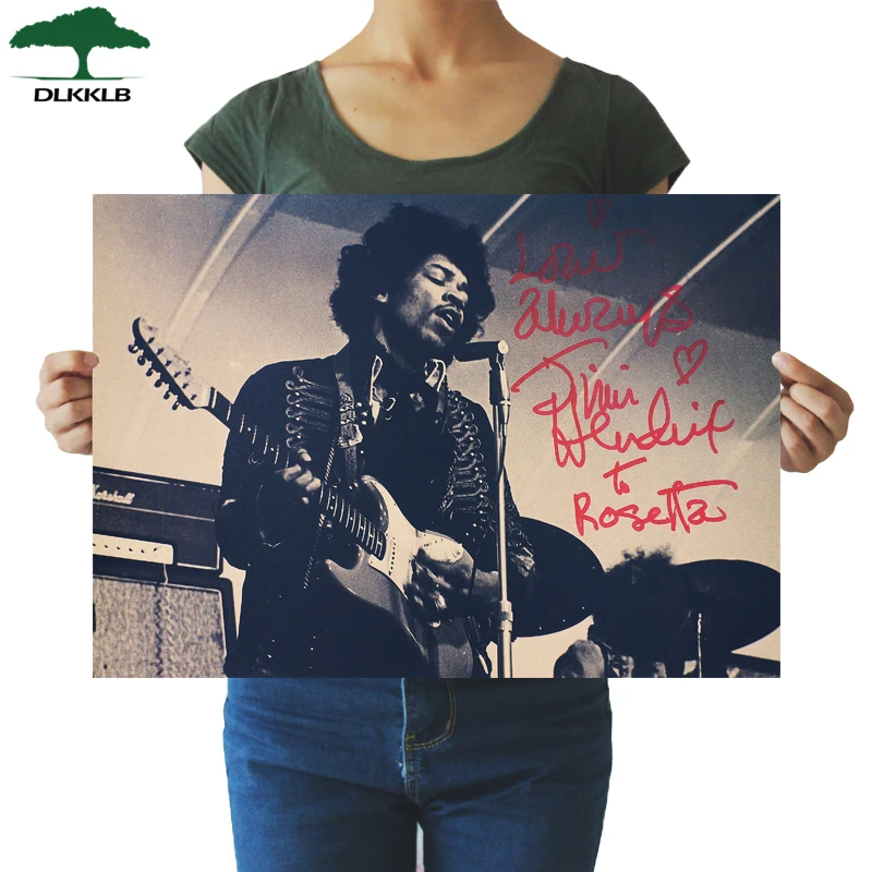 Электрогитара DLKKLB Jimi &quot Постер Хендрикс рок-музыка винтажный 51x35 5 см бар кафе