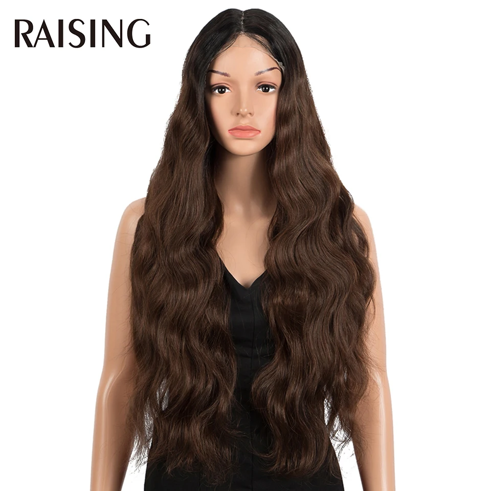 30 40 Inch Lace Front Wigs 13x6 Body Wave Black Lace Front Synthetic Wigs For Women Honey Blonde Colored Curly Wig Pre plucked