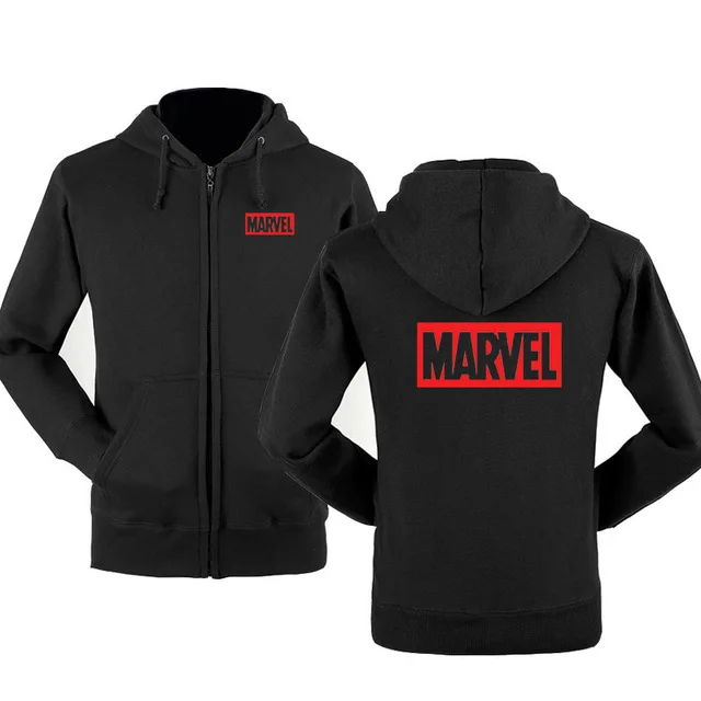 Осень Зима для Marvel логотип толстовки на молнии с принтом для мужчин флисовая куртка с капюшоном толстовки на молнии Толстовка r