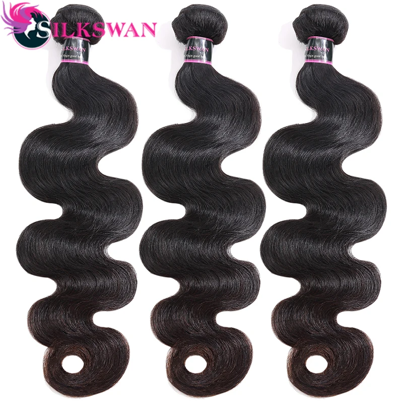 Ceny Silkswan brazylijski włosy doczepy typu body wave z zamknięciem 8 24 Cal darmowa wysyłka Remy włosy wiązki ludzkich włosów 4 sztuk partia włosy dla kobiet