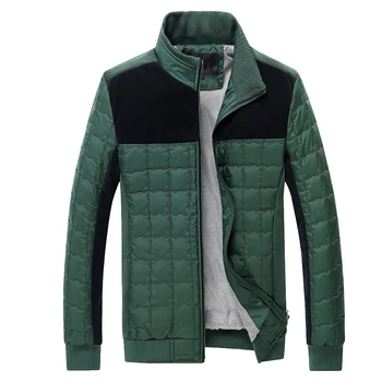 

Black Slim Stitching Contrast Color Men's Jacket Men's Thick Cotton Jacket Zippered Hat