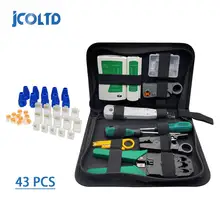 43 Pçs/set Lan Tester RJ45 Friso Alicate Portátil Kit Ferramenta de Reparo de Rede LAN Testador de Cabo E Friso Crimper Alicate Braçadeira