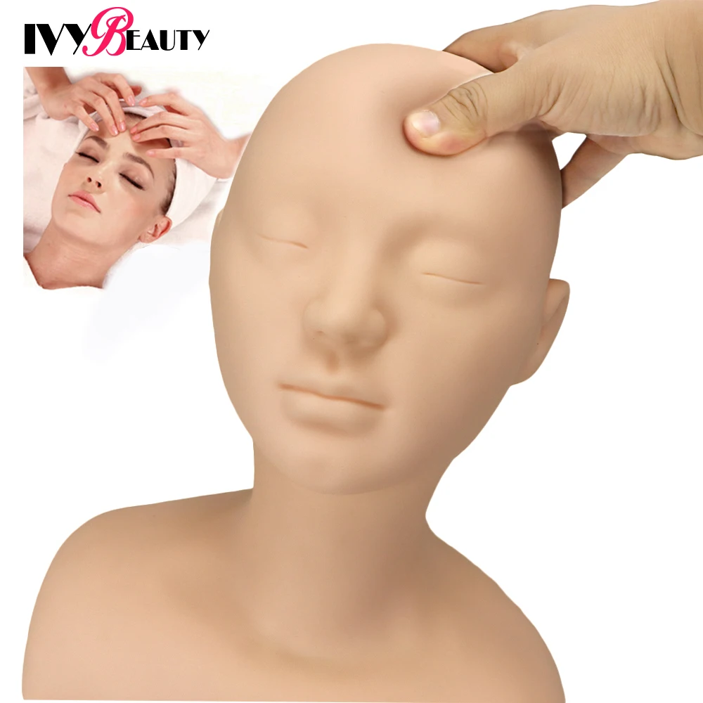 New Soft Silicone Mannequin Manikin Head with Shoulder Bone Face Body  Massage Training Eyelash Extension Make Up Practice Model - AliExpress