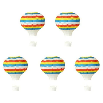 

5Pcs Hot Air Balloon Paper Lantern Rainbow Hanging Ball White Chinese Wishing Lanterns Wedding Birthday Holiday Party DéCor