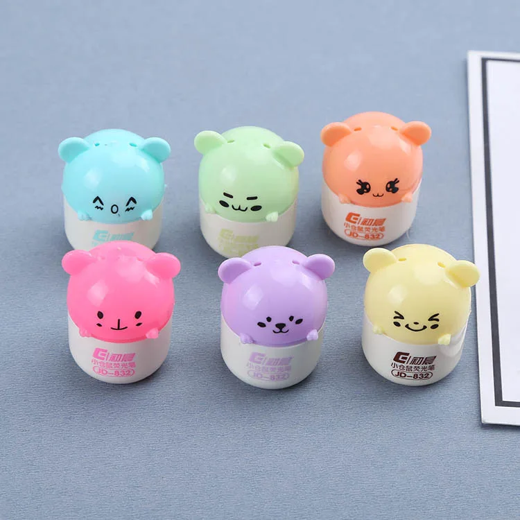 

Cute Hamster 6 Color Painting Highlighter Pen Mini School Office Fluorescent Marker Pen Children's Learning Gifts