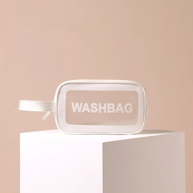 Large Capacity Frosted PU Transparent Cosmetic Wash Bag Waterproof PVC Bath Storage Bag for Bath And Toiletries 4