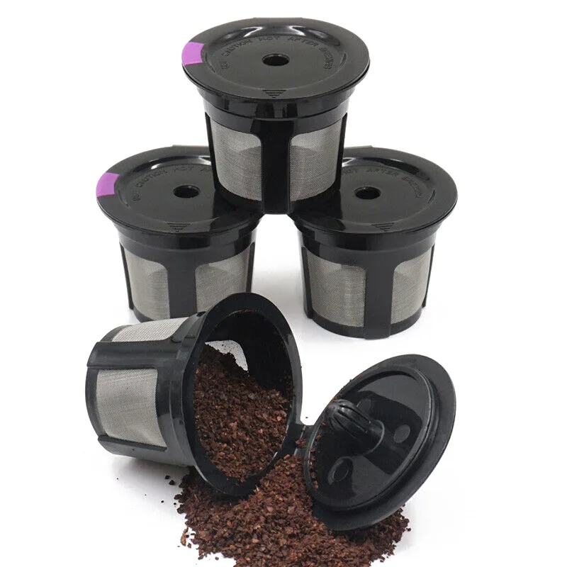 6PCS Reusable Coffee Capsules Cup Black Refillable Coffee Capsule Refilling Filter Coffeeware Gift Bean Powder Shell Filter Cup