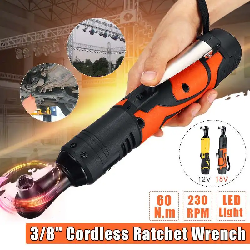 12 V/18 V литиевая батарея Перезаряжаемые 3/8 ''электрический ключ, дюймовый стандарт Портативный ключ с храповым механизмом 90 градусов Мощность инструмент гаечный Быстрый Зарядное устройство