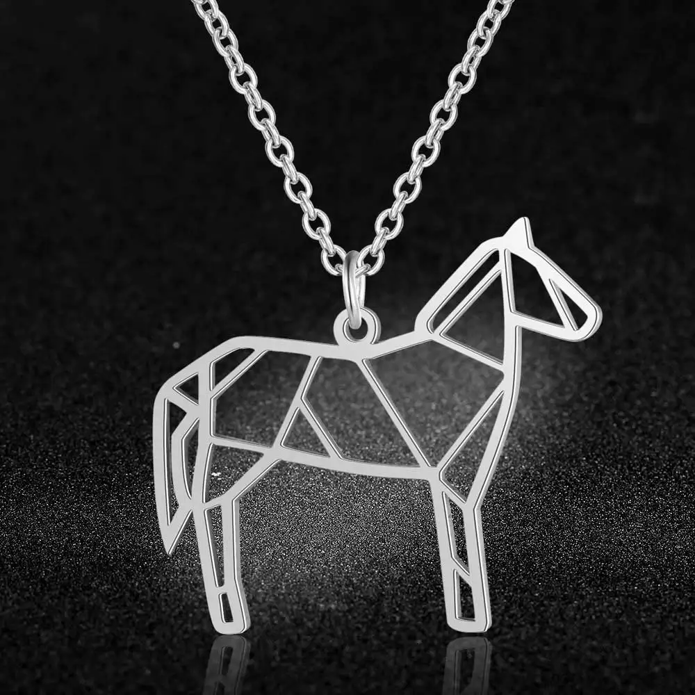 Уникальная цепочка с конем в виде животных, итальянский дизайн, ожерелье из нержавеющей стали, для женщин, супер модные ювелирные изделия, специальный подарок - Окраска металла: Steel