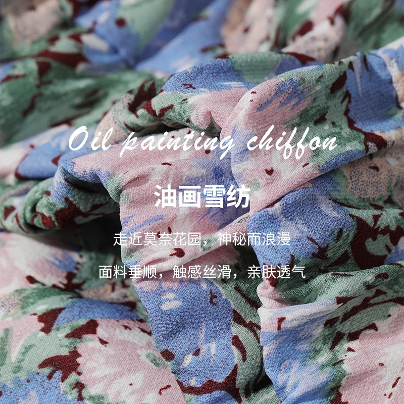 ELFSACK Pink Floral Print A Line Women Chiffon Skirts 2020 Summer ELF Blue High Waist Korean Girly Casual Holiday Ruffle Skirt