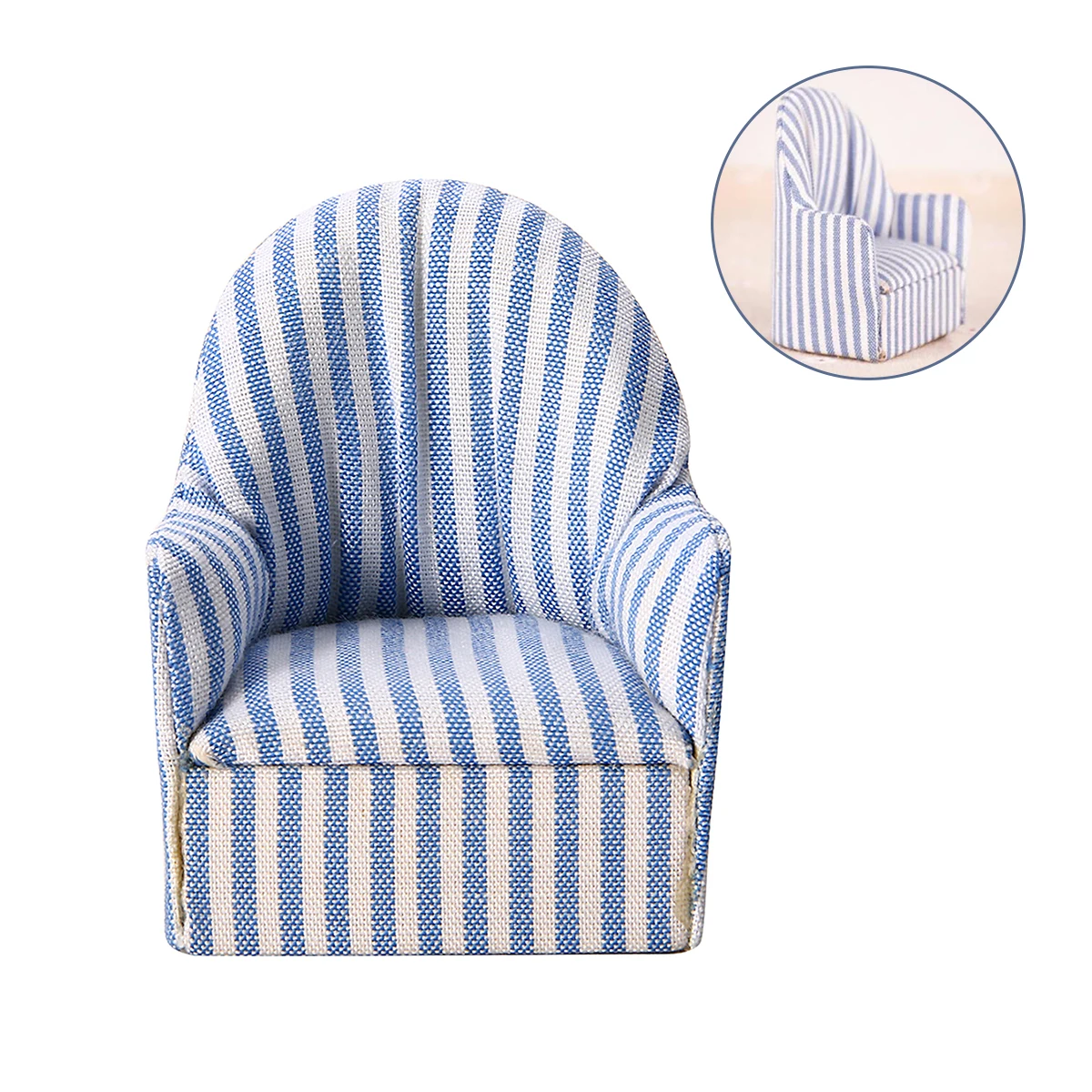 1:12 Dollhouse Miniature Furniture Sofa Chair Living Room Navy Stripe Soft Queen Princess Sofa for Baby Toys girls Doll Gift