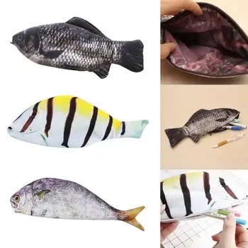 

Simulation Crucian Carp Fish Shape Pencil Bag Purse Case Storage Zippered Pouch