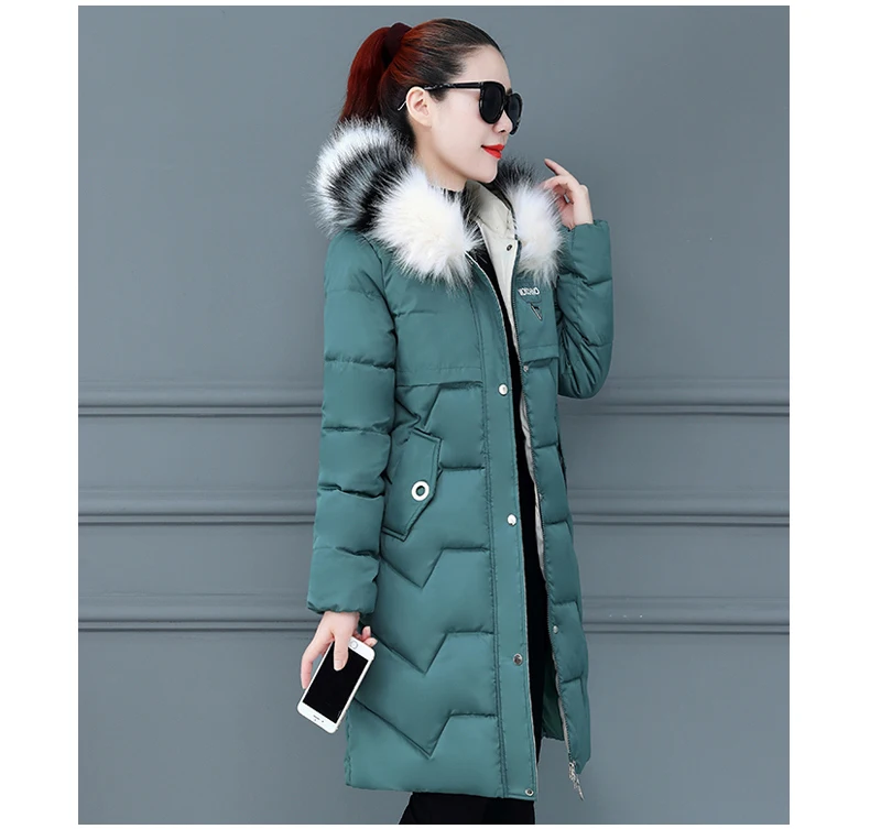 Женские Длинные парки, куртка-25 градусов, зимняя тонкая Толстая теплая куртка с большим меховым воротником и капюшоном, пальто, женская стеганая зимняя одежда из синтепона