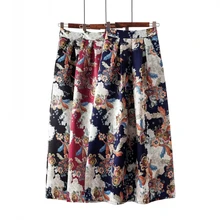 

Spring Summer Vintage Women‘s Floral Skirt Plus Size High Waist Skirt for Women Big Swing Party Women Long Skirts with Pockets