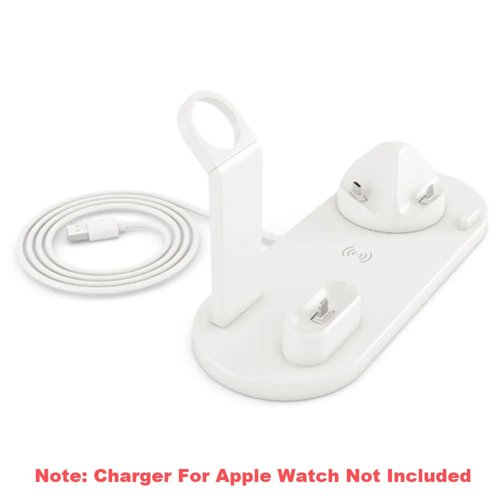 4 в 1 беспроводная зарядная док-станция для Apple 5 3 Watch Airpods iPhone 11 Pro Max X XR XS 8 Plus Док-зарядное устройство Подставка держатель - Цвет: Белый