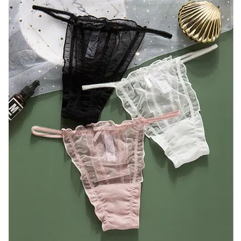 

3PC Panties Lace Underwear Female Sexy Lingerie Transparent G-string Girl Underpants Lady Sexy Women Intimate Panty Thong Z0429