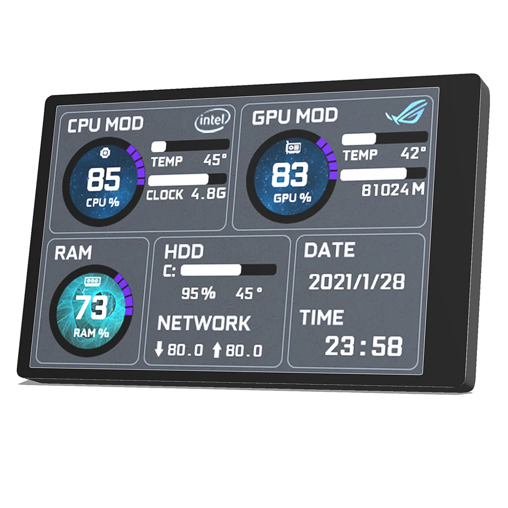 3.5 ġ IPS USB ̴ ũ AIDA64 PC CPU RAM HDD   ǻ µ ÷ Type-C Sub Screen