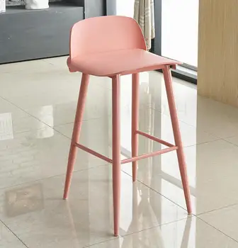 

Nordic High Stool Fashion Simple Bar Stool Bar Chair Iron Foot Chair Front Chair Designer Chair Casual Personality Chair