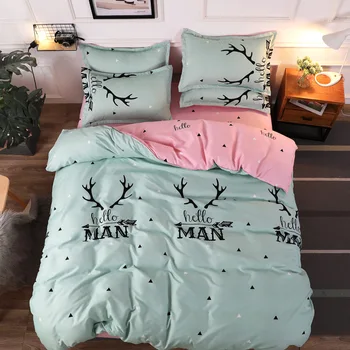 

2019 New 4Pcs Bedding Set Printed Beding Set Polyester Sheet Duvet Cover Pillowcase Sets Home Bed Decoration