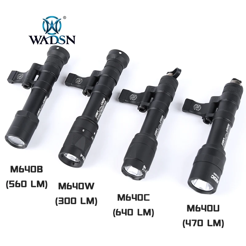 Hot Products! WADSN Surefir M640B M640W M640C M640U M640V Tactical Flashlight Strobe Airsoft Scout Light Hunting WeaponLight Mlok Keymod Rail
