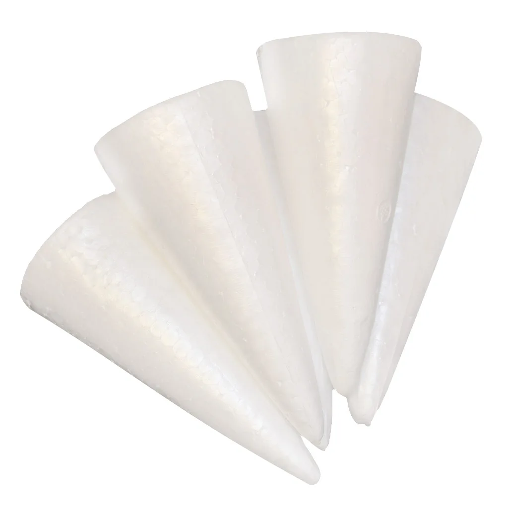 30 Pieces White Cone Shape Christmas Tree Styrofoam Polystyrene Foam Materials for Kids Crafts DIY Modeling Handmade Toys 150mm