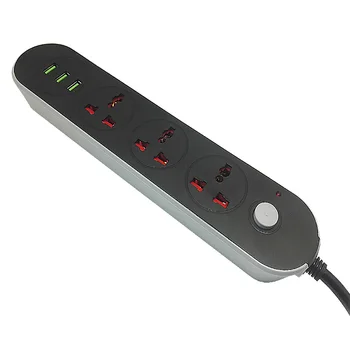 

3 Way Universal Outlet USB Power Strip USA UK EU AU Plug Extension Electric Cord Socket Overload Surge Protector