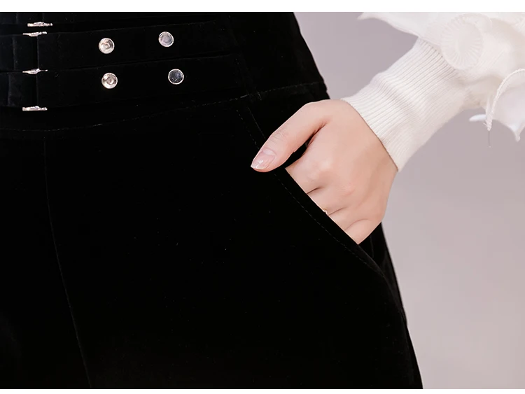 Korean Velvet Zipper Rivet High Waist Shorts Women New Autumn Winter With Fleece Hot Short Feminino Black Clothing B9N207