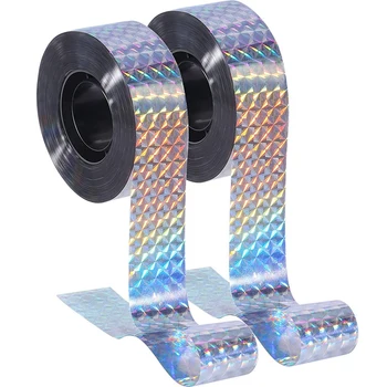 

2 Roll Bird Deterrent Reflective Scare Tape Double Sided Bird Repellent Tape for Pigeons Grackles Herons Blackbirds