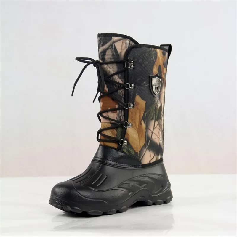Уличные рыбацкие зимние сапоги; военные тактические сапоги до колена; резиновые сапоги; непромокаемая флисовая обувь для походов и охоты; камуфляжная обувь