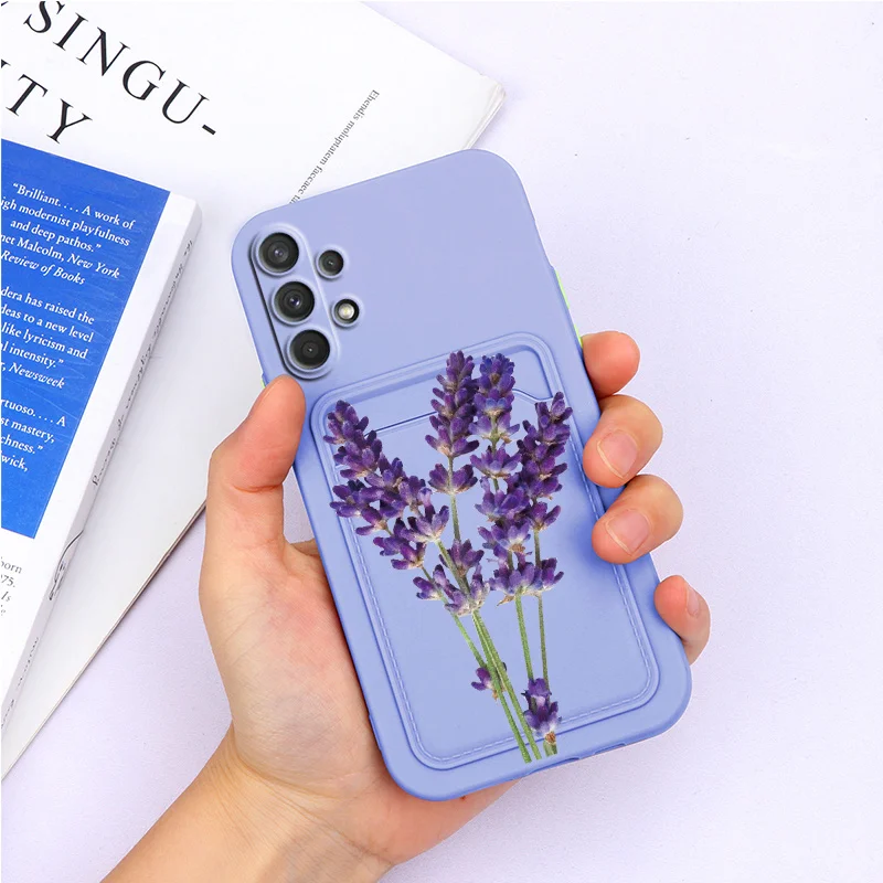 For Samsung A32 4G 6.4'' Case Flower Silicone TPU Back Cover For Samsung A32 5G 6.5'' A 32 a32 Wallet Cover Card Holder Fundas samsung silicone Cases For Samsung