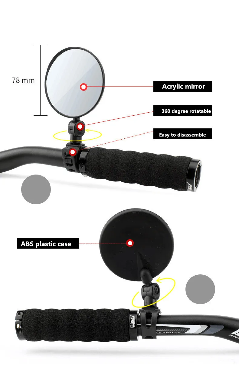 Велосипедный Руль заднего вида зеркала Велоспорт заднего вида MTB велосипед Силиконовая ручка зеркало заднего вида
