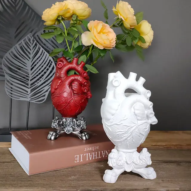 Resin Vase Home Decor Nordic Home Decoration Room Decoration Heart-shaped Sculpture Statue Flower Pot Desktop Crafts Ornaments 1