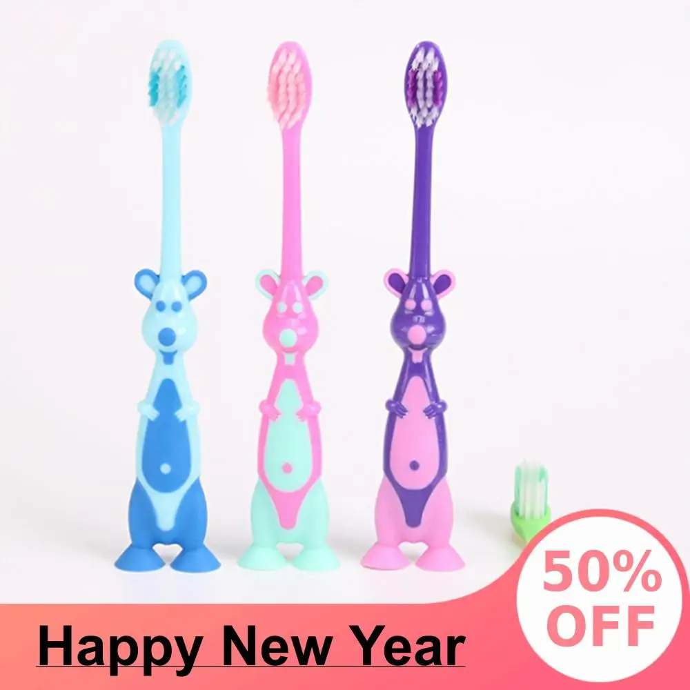 

3-12 Years Old Kids Toothbrush Cartoon Rabbit Children's Tooth Brush With Suction Cup Portable Lovely Toothbrush