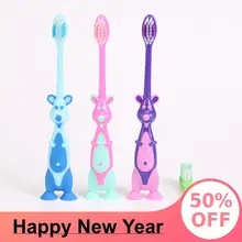 3-12 Years Old Kids Toothbrush Cartoon Rabbit Children's Tooth Brush With Suction Cup  Portable Lovely Toothbrush
