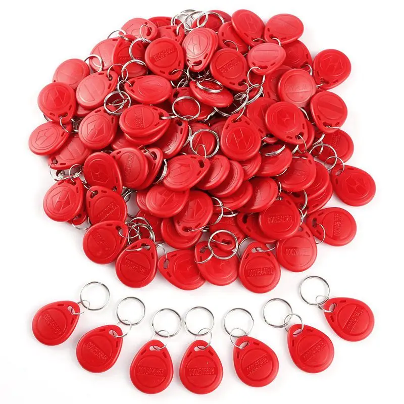 

Hot 100pcs Cle ID RFID Remote Control Identification Card Door System Entry Access Tag Badge token lock 125KHZ Red