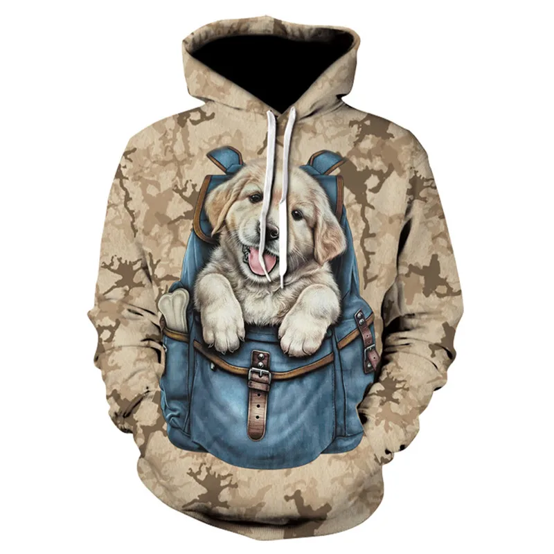

New Fashion Backpack Dog Pullovers 3D Print Hoodie Sweatwear Cartoon Series Men Women Sweatshirt Plus Size Hooded Clothing