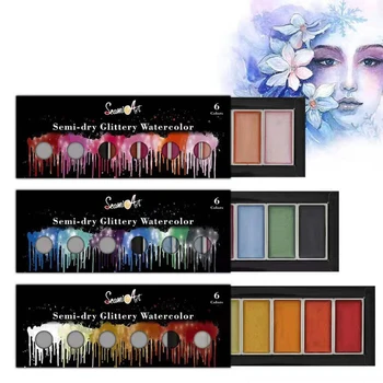 

6 colors solid watercolor paint set pearlescent color cold/warm/metal jelly watercolor pen professional art art supplies