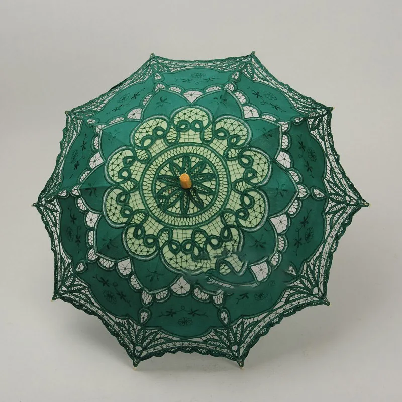 B 2 Белый кружевной зонтик из хлопка с вышивкой для свадебной фотосъемки, зонтик с крючком, Европейский зонтик - Цвет: B 2