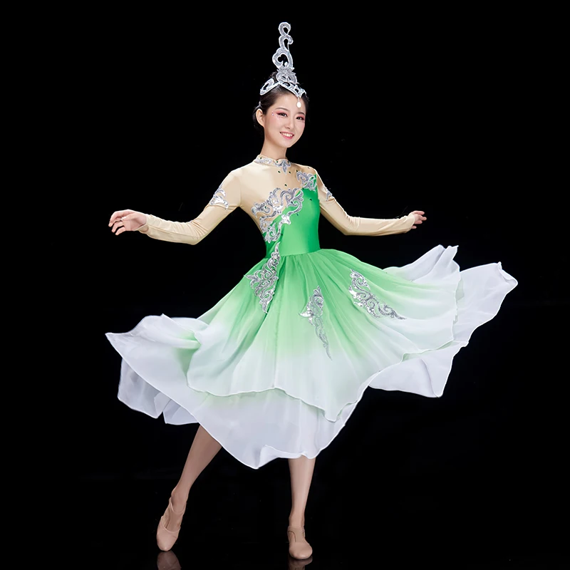 

Modern dance costumes for women adults 2019 new opening dance big swing skirt stage solo performance costumes