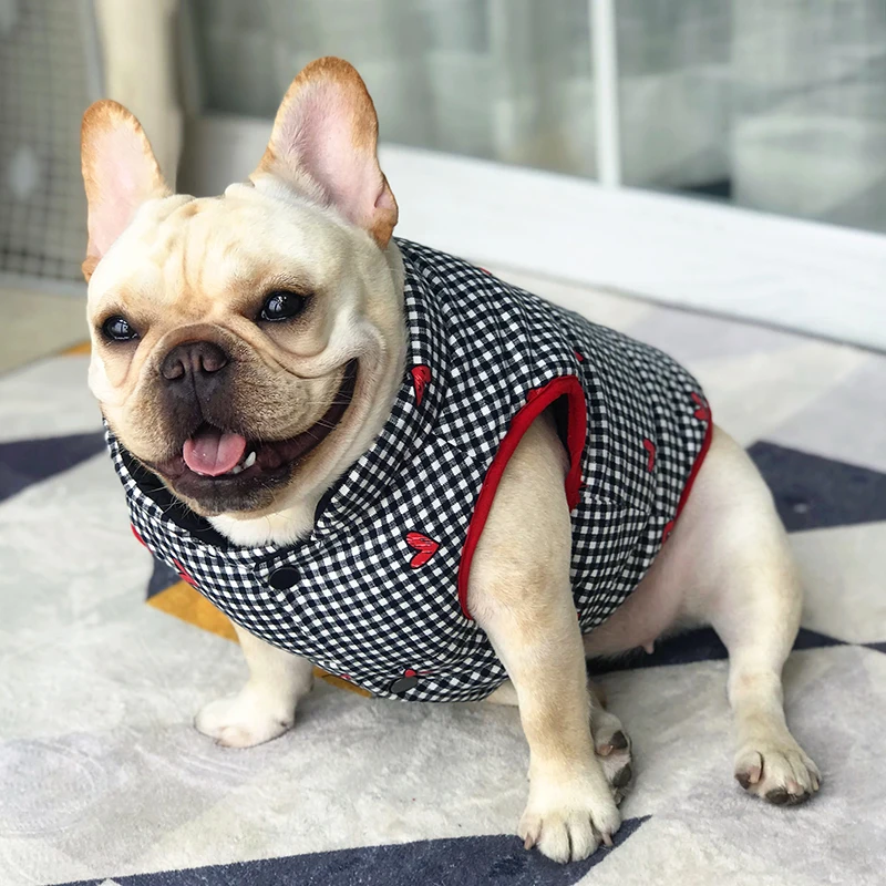 Двусторонняя куртка для собак одежда мопса французского бульдога зимний костюм