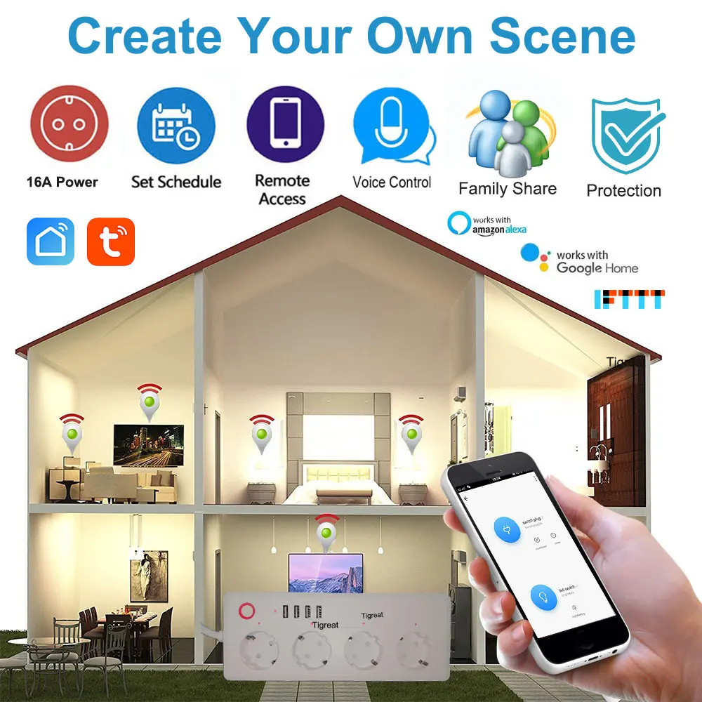 Wifi умная розетка с USB сетевой фильтр удлинитель электрический умный дом eu выдвижная розетка с пультом тай ме адаптер питания usb розетка Wi-fi Alexa Google Home Smart Life APP Tuya wifi розетка адаптер питания