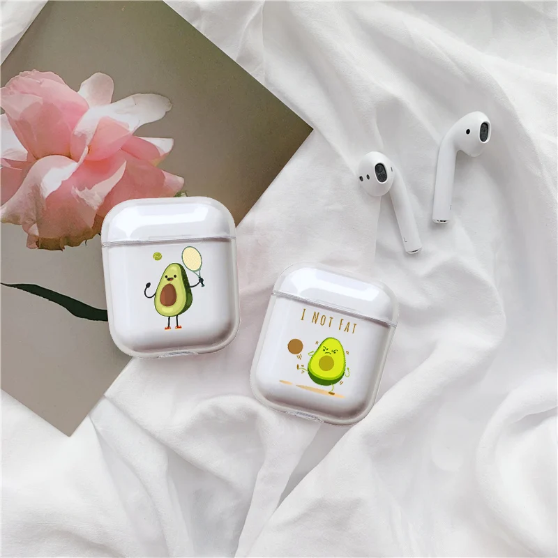 Мягкий силиконовый милый Чехол Air Pods для Apple airpods чехол роскошный мультфильм авокадо прозрачный Airpods чехол в наушниках аксессуары