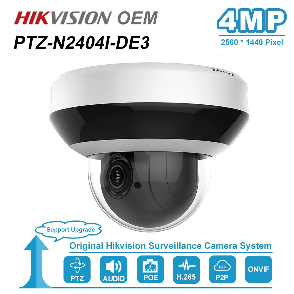 Hikvision OEM 4MP POE IP PTZ Camera 2.8~12mm Lens 4X Zoom Support 2-Way Audio Network PTZ cam IR 20