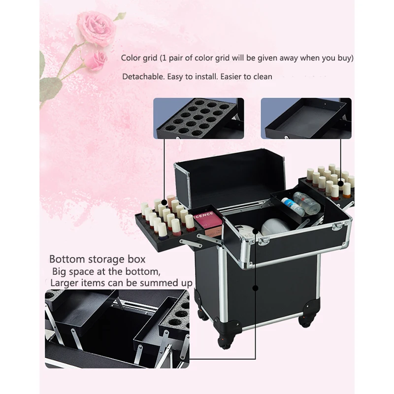 Professional Makeup Suitcase Travel Large Capacity Cosmetic Storage Organizer Tool Box Rolling Wheels Beauty Barber Trolley Case