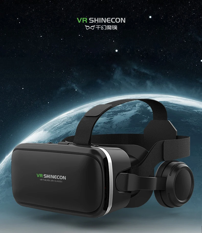 Shinecon 6,0 3D VR Очки виртуальной реальности шлем 3 D очки гарнитура шлем коробка для iPhone Android смартфон с контроллерами