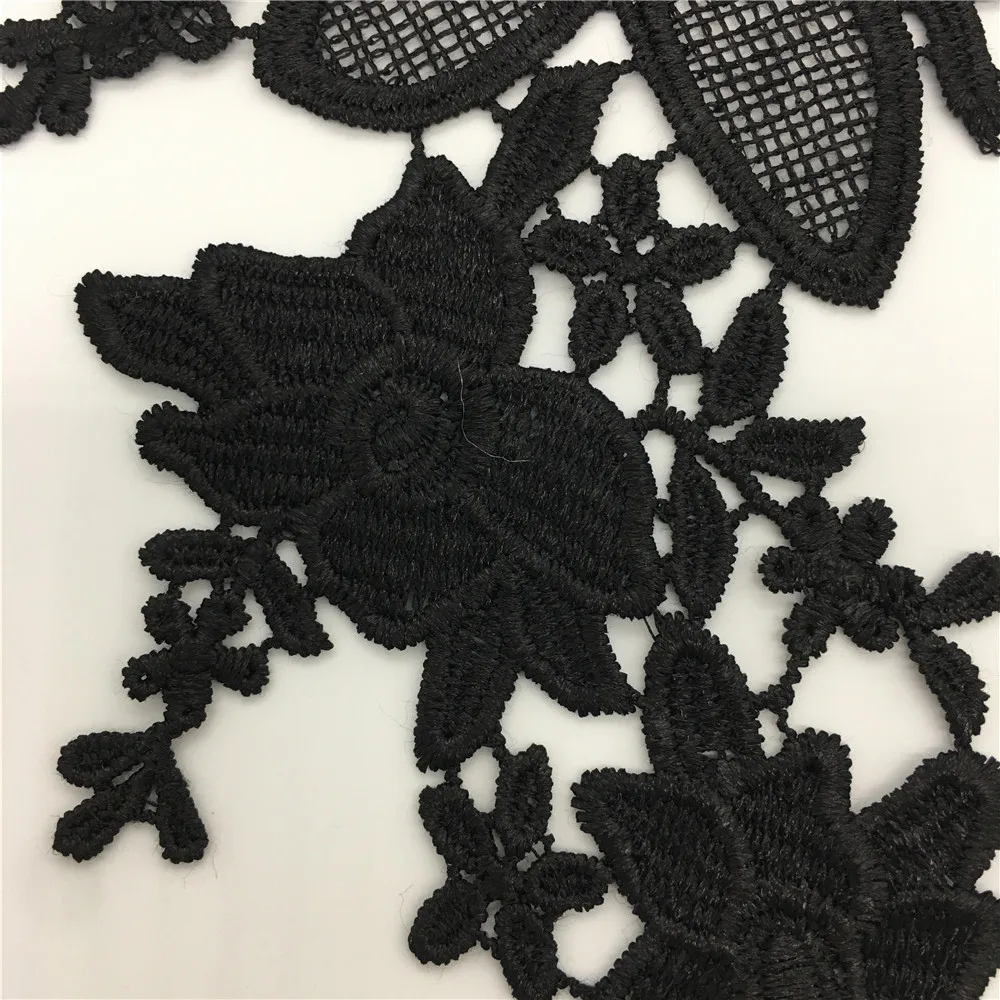 Fashion style Embroidery Black Applique Lace Collar Sewing Lace Fabric DIY  Neckline Dresses Accessories A pair of sale YL258