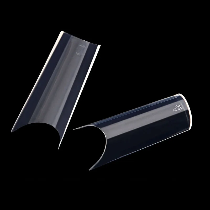 Pre Pinched C Curve False Nail Art Tips Clear Half Cover Fake Nails Straight Square French 500pcs/bag