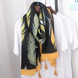 2022 lady Autumn Spain Viscose Shawl Aztec Feather Floral Tassel Scarf Wrap Pashmina Snood Bufandas Muslim Hijab Snood 180*90cm