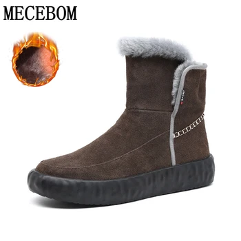 

Men's Boots Winter High Quality Leather Cowhide Plush Keep Warm Snow Boots Set of Feet Thick-sole Wear-resistant Men's Shoes