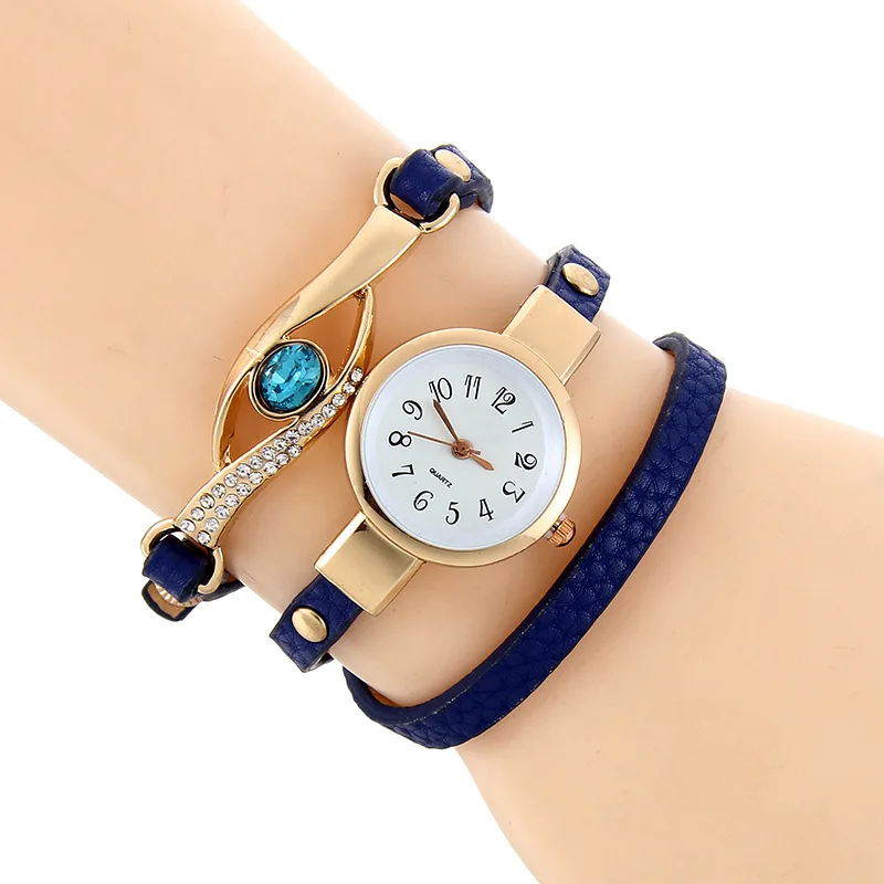 

AliExpress Hot Selling Decoration Man-made Diamond Eyes Quartz Watch Diamond Set Coiling Sequin Leather Belt WOMEN'S Bracelet Wa
